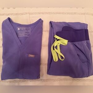 Figs Lavender Scrub Set with Lime Accents